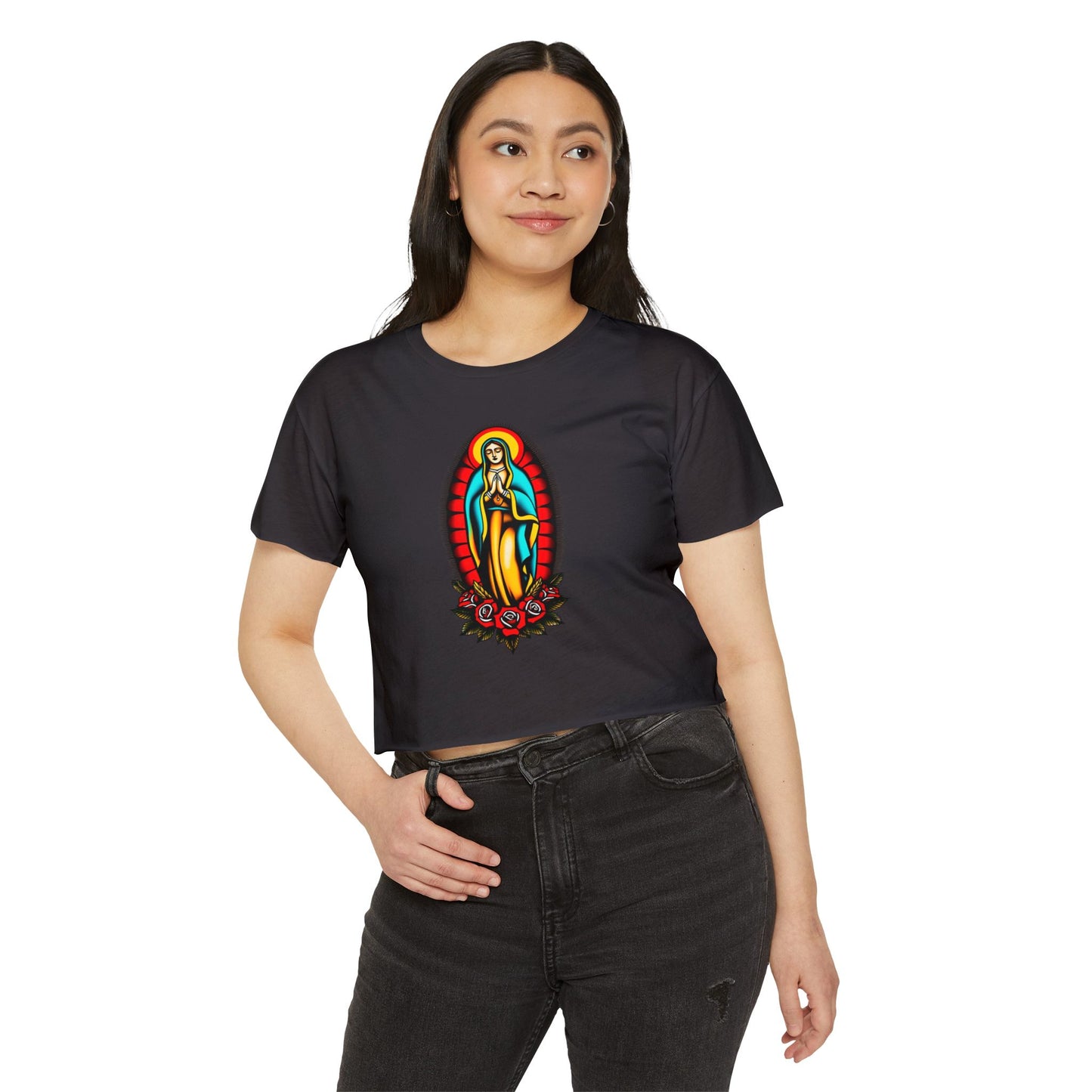 Mother Mary Divine Love Crop Tee