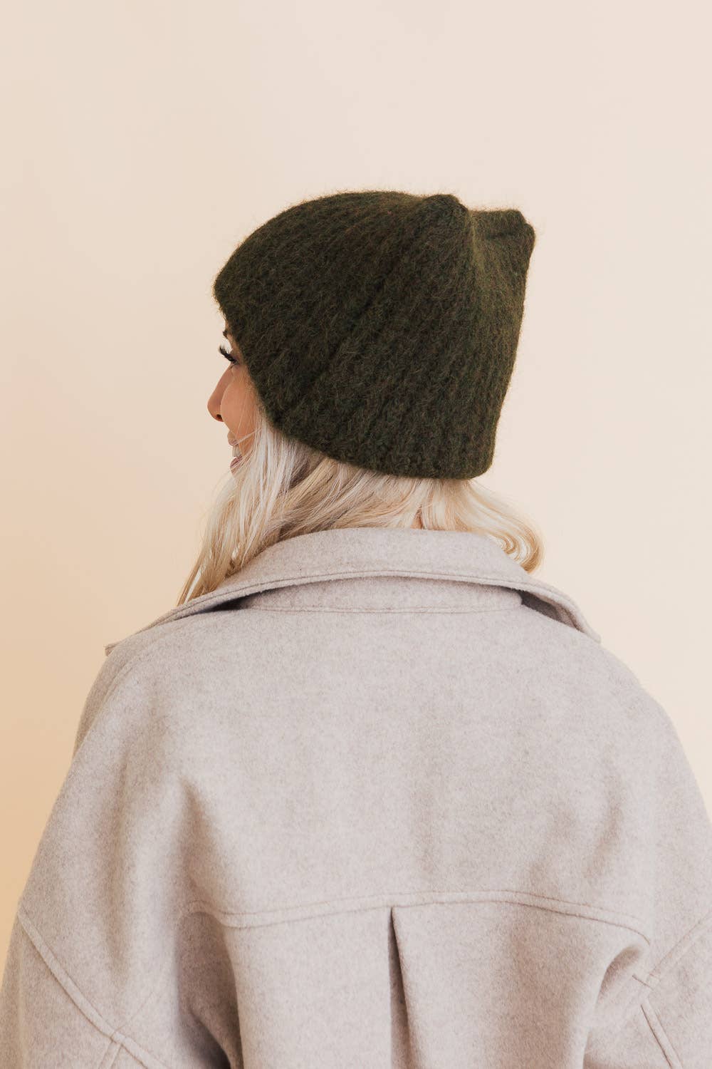 Cozy Cat Eared Beanie in Olive