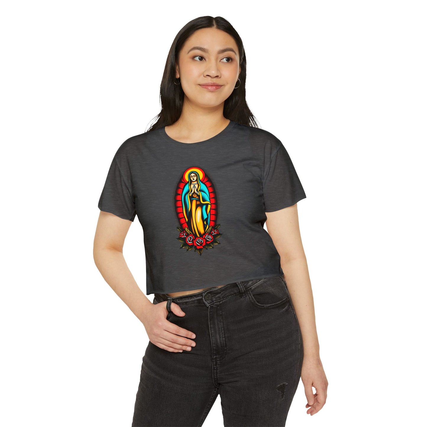 Mother Mary Divine Love Crop Tee