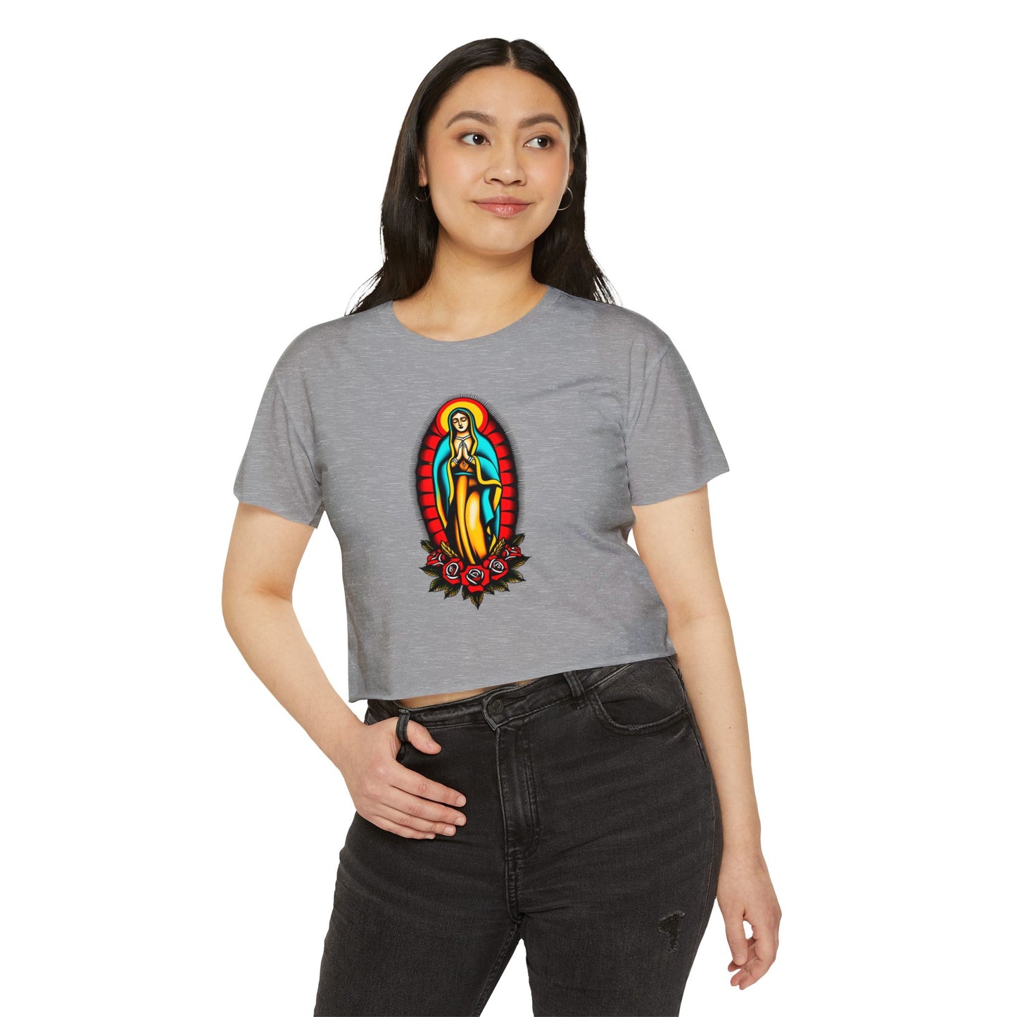 Mother Mary Divine Love Crop Tee