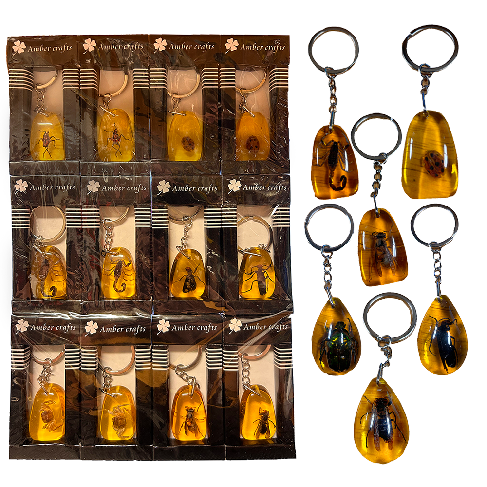Insects in Amber, Natural Bug Keychain or Bag Charm - Unique Specimens for Collectors