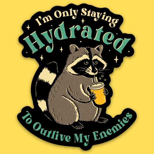 'Staying Hydrated' Raccoon Sticker