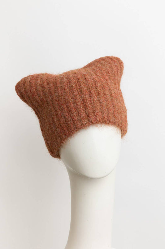 Cozy Cat Eared Beanie in Rust