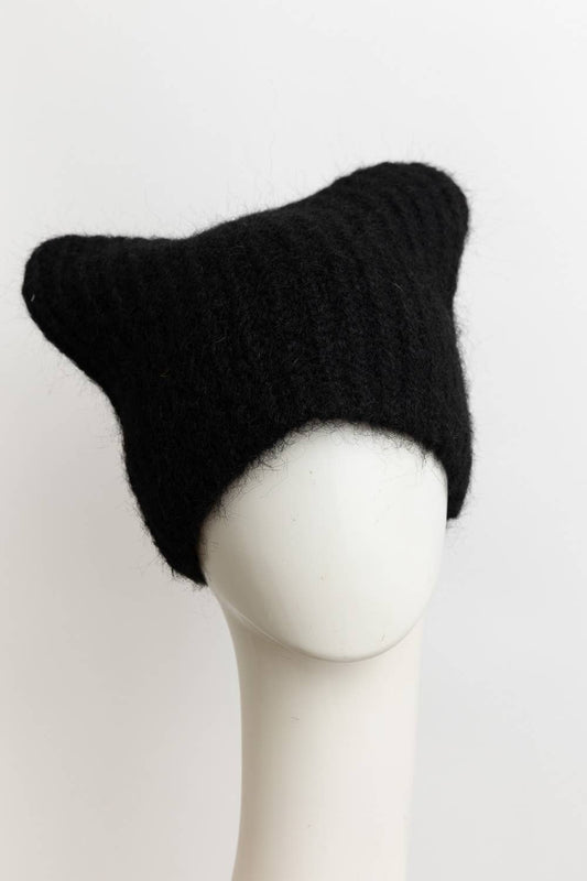Cozy Cat Eared Beanie in Black