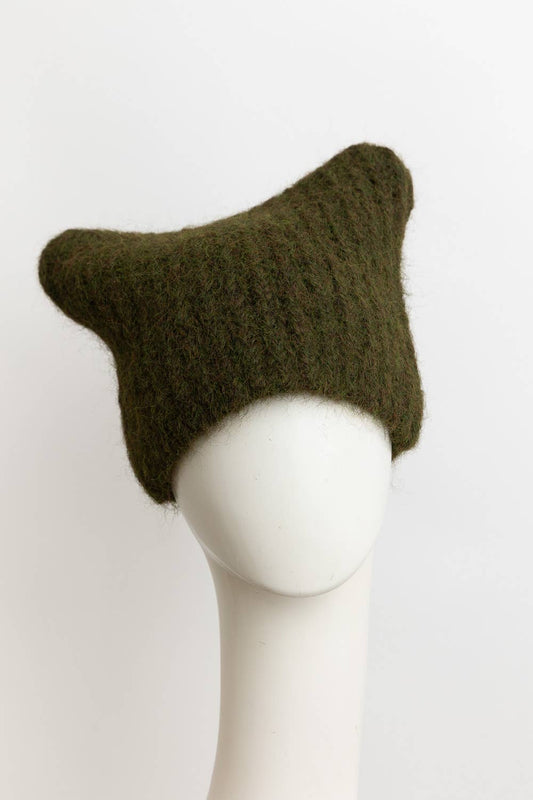 Cozy Cat Eared Beanie in Olive