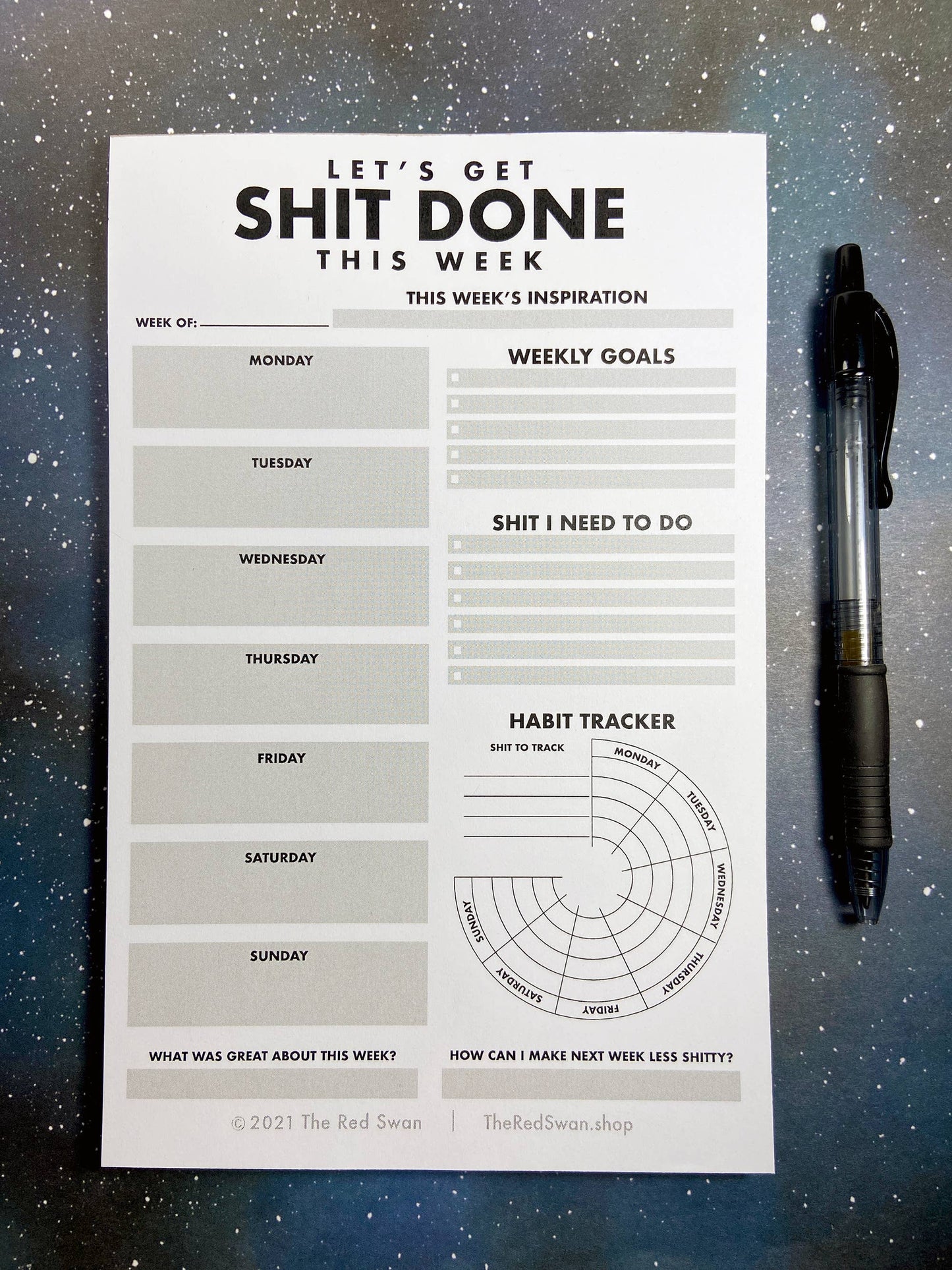 Stationery - Shit List - Weekly Planner